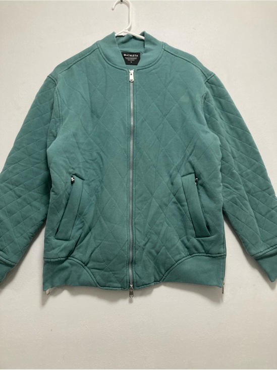 Athleta Jackets & Blazers - Athleta Retroplush Quilted Bomber Jacket Teal Green Size M Cozy Streetwear